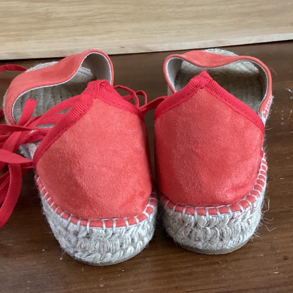 J.CREW Suede Flatform Espadrille Orange /Red